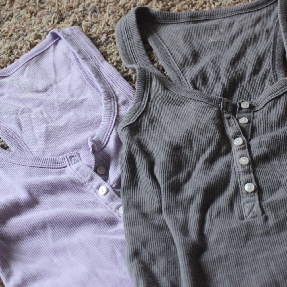 long ribbed henley tank top